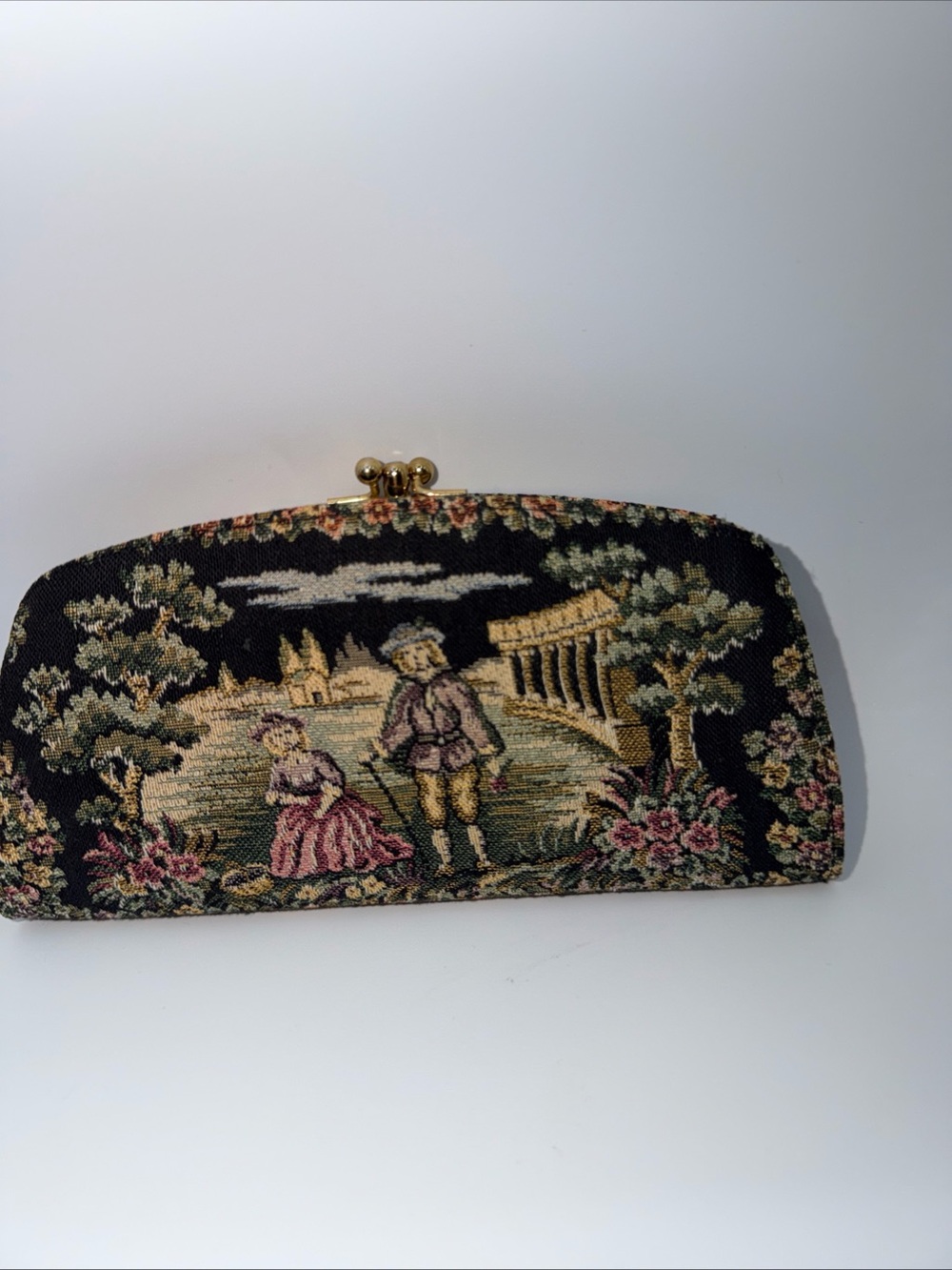 Vintage Baronet Victorian Tapestry 4 Compartment Clutch Wallet Kisslock  Clasp